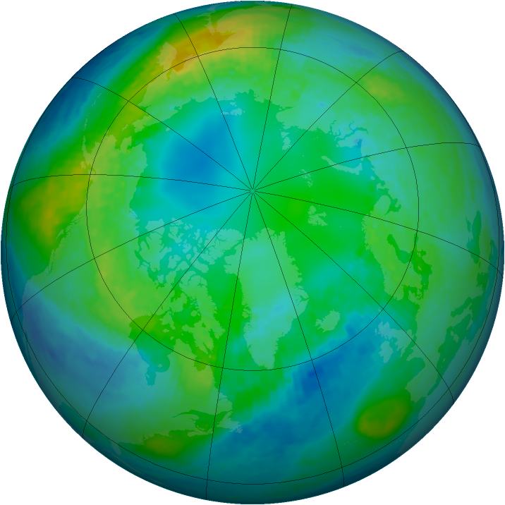 Arctic ozone map for 28 October 2001